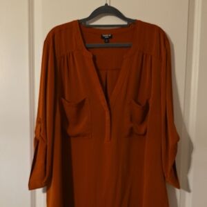 Torrid Warm Orange V-Neck Blouse